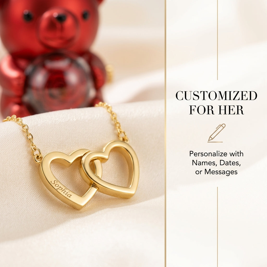 Forever Rose Custom Necklace Bear